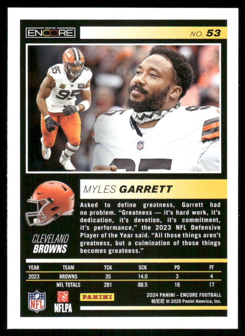 2025 Panini Pinnacle Encore Myles Garrett #53 Football