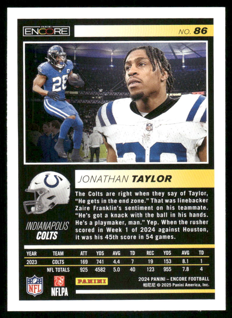 2025 Panini Pinnacle Encore Jonathan Taylor #86 Football