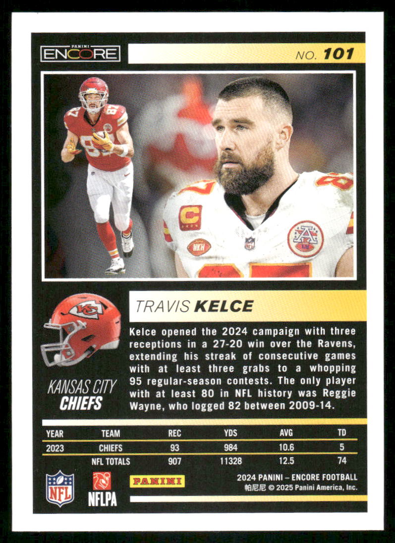 2025 Panini Pinnacle Encore Travis Kelce #101 Football