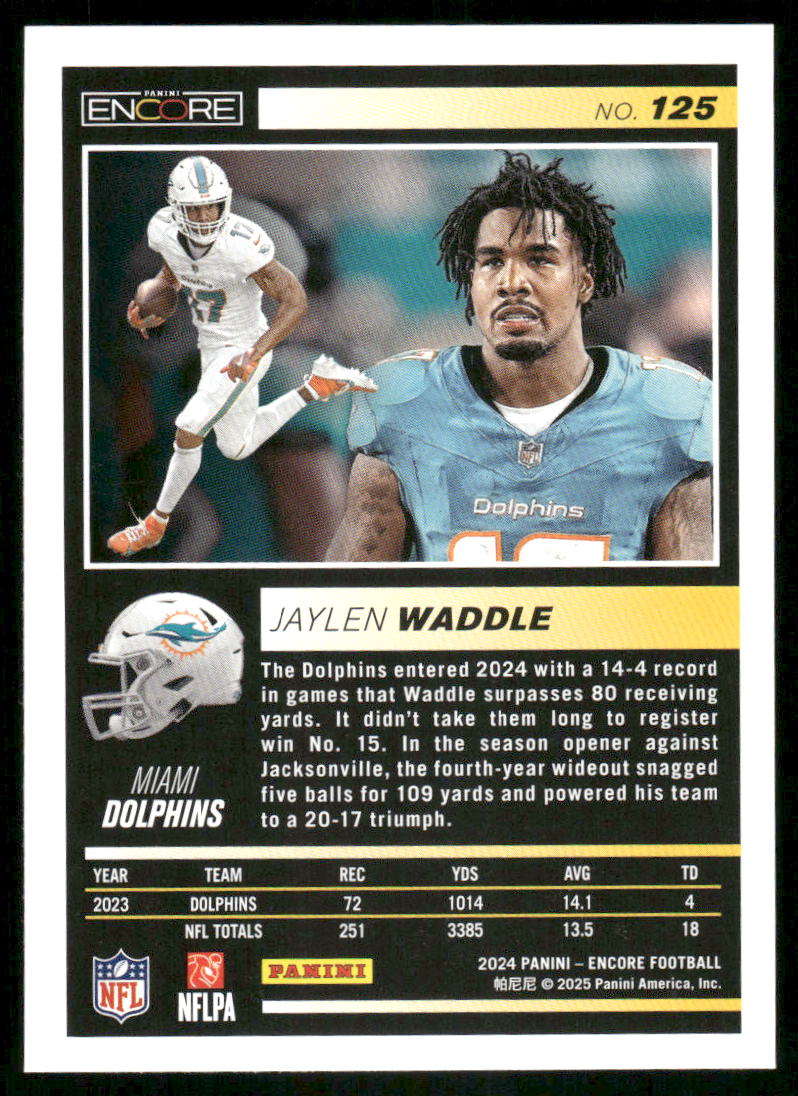 2025 Panini Pinnacle Encore Jaylen Waddle #125 Football