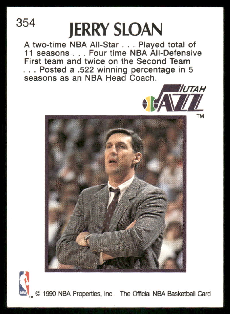 1990 NBA Hoops Jerry Sloan #354 Basketball