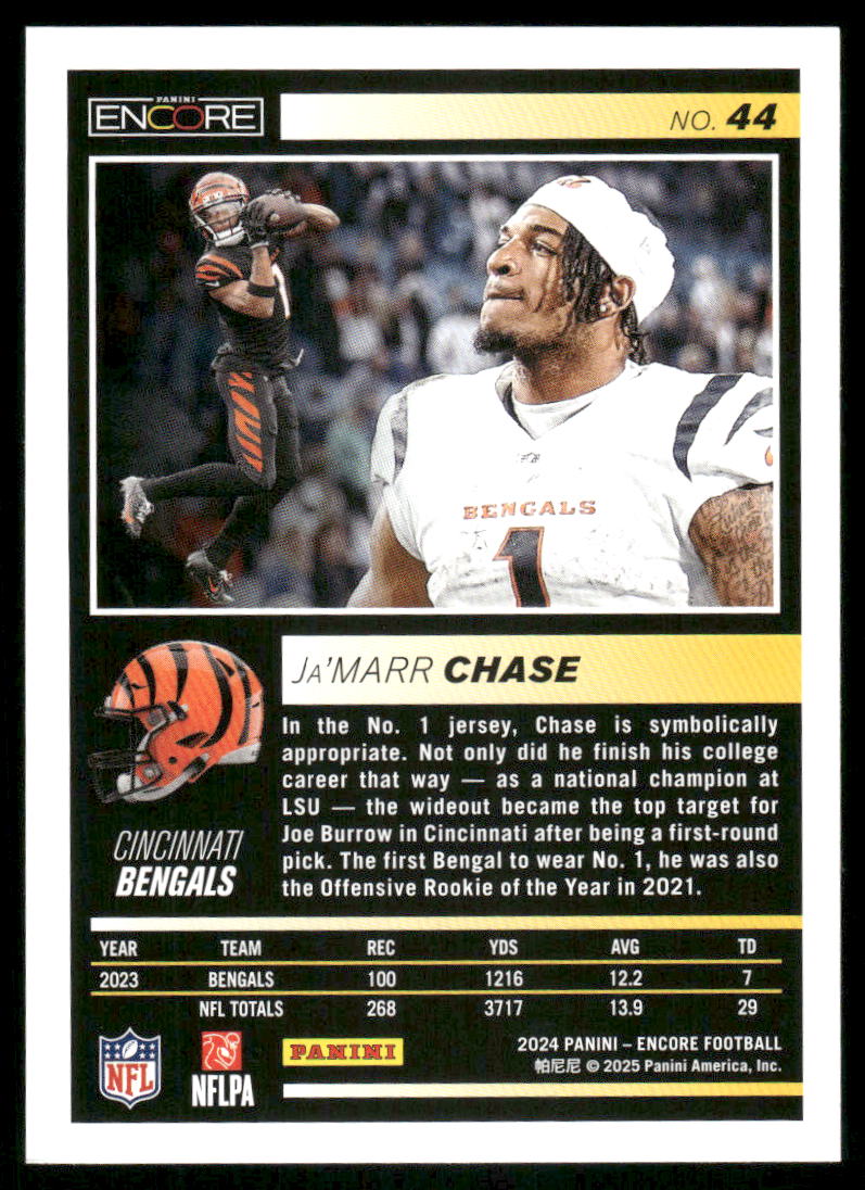 2025 Panini Pinnacle Encore Ja'Marr Chase #44 Football