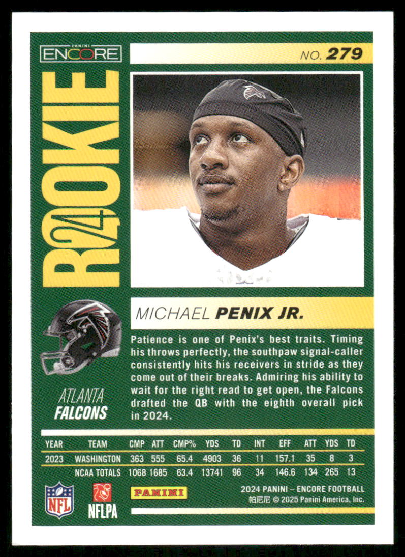 2025 Panini Pinnacle Rookie Michael Penix Jr. #279 RC Football
