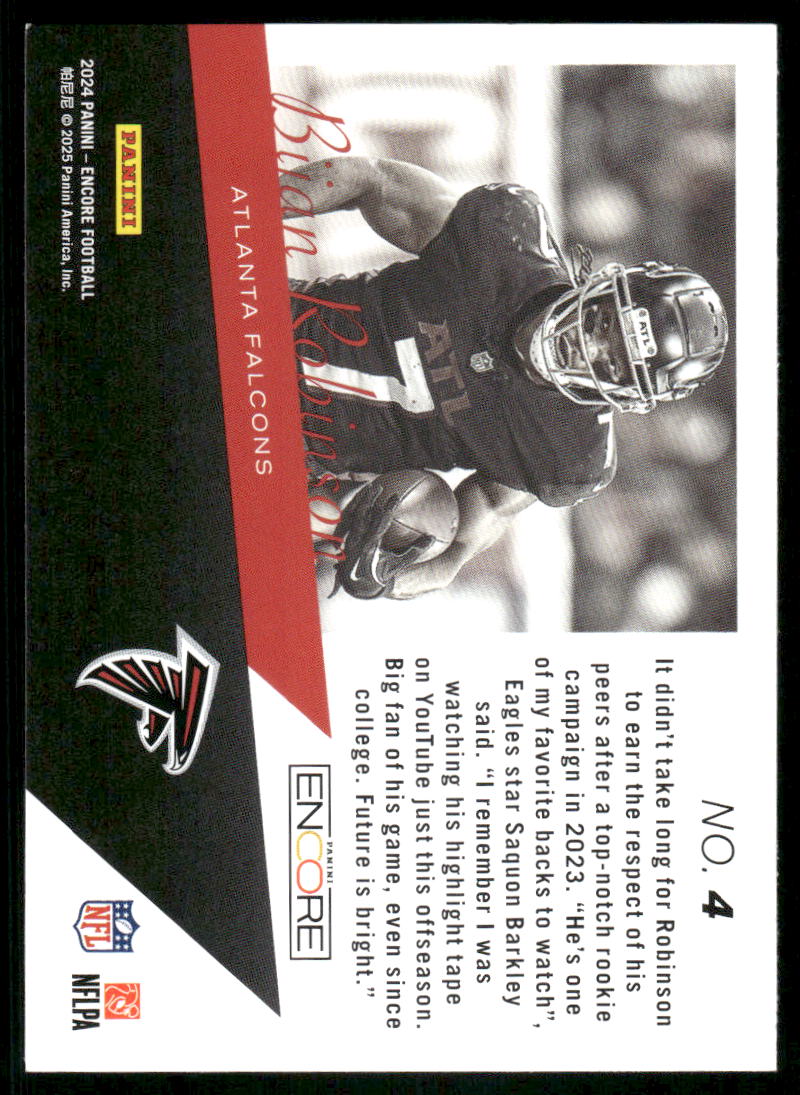 2025 Panini Pacific Encore Bijan Robinson #No. 4 Football