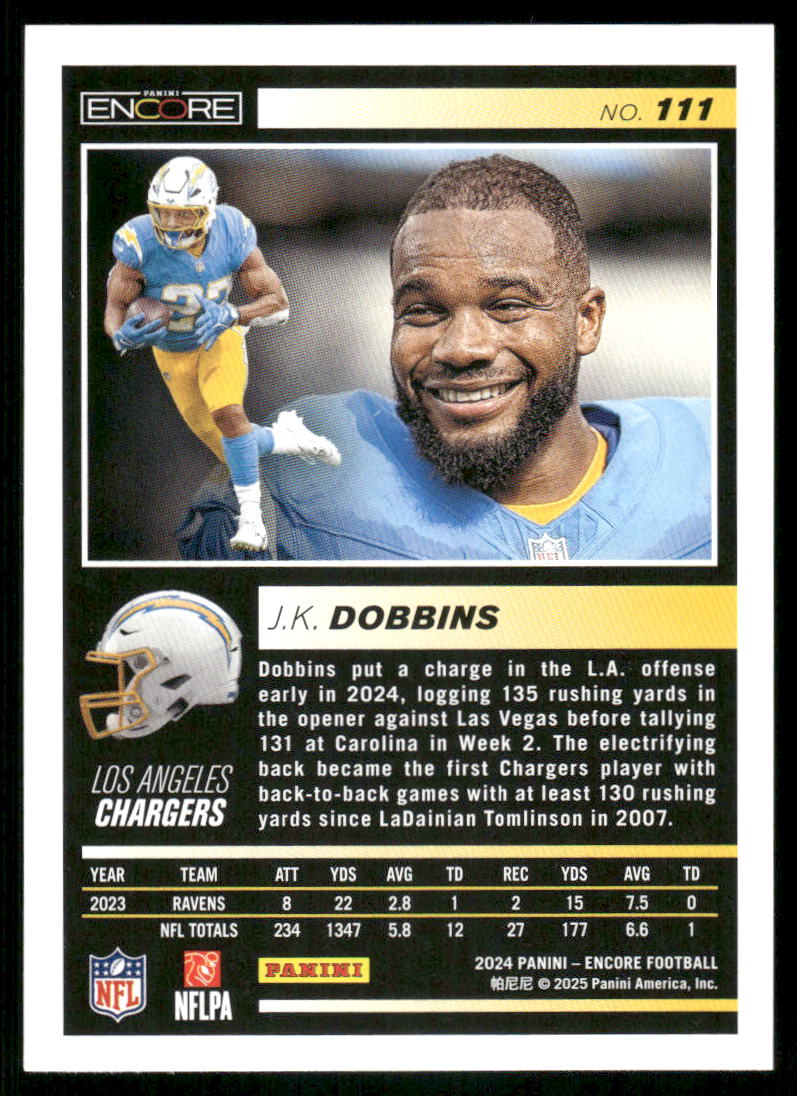 2025 Panini Pinnacle Encore J.K. Dobbins #111 Football