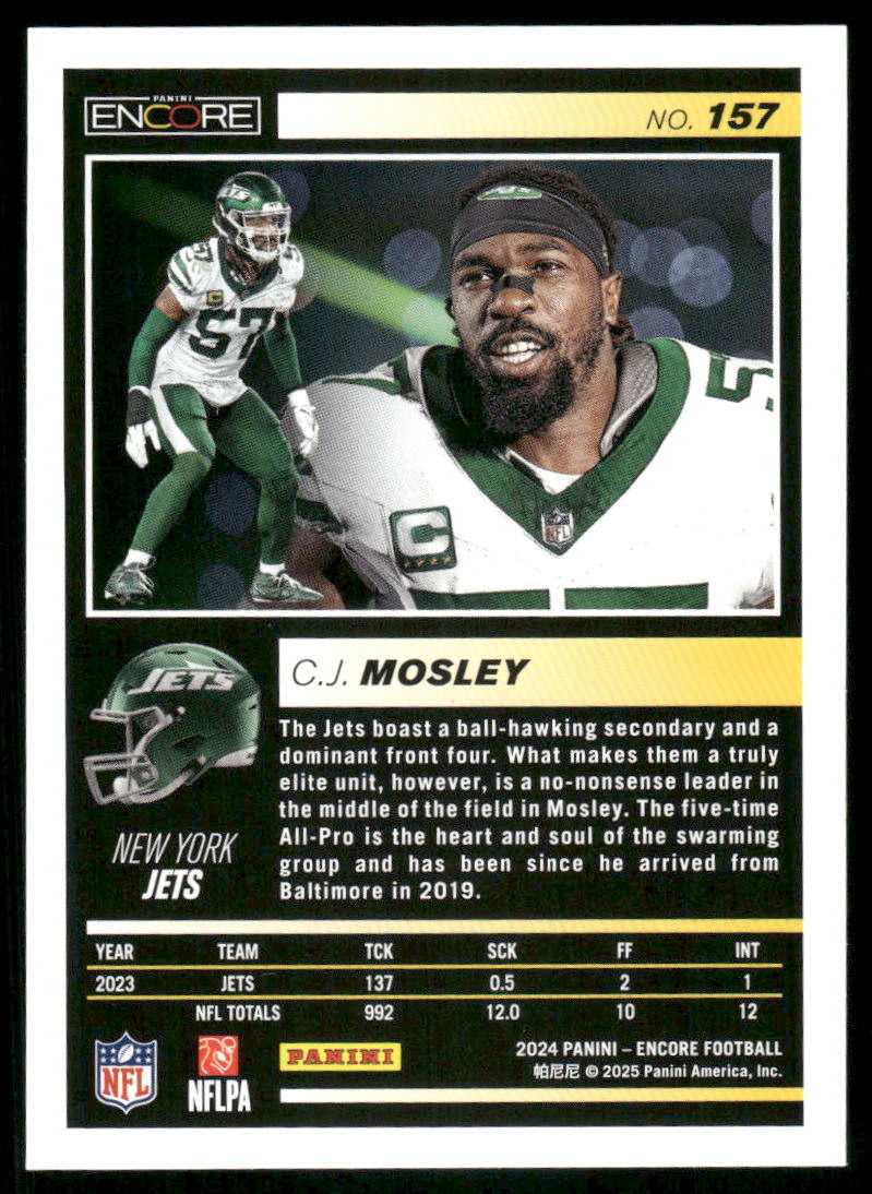 2025 Panini Pinnacle Encore C.J. Mosley #157 Football
