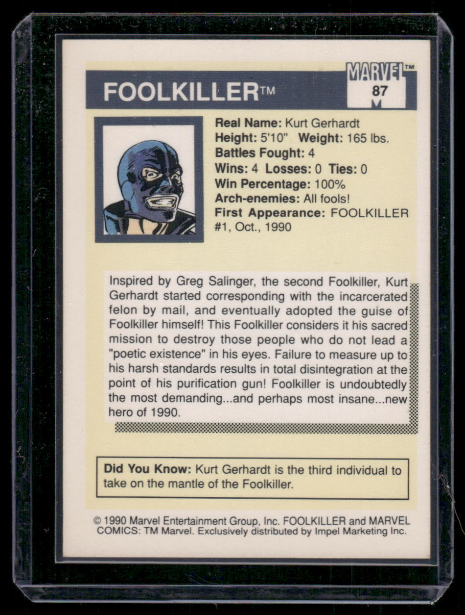 1990 Impel Marvel Rookies Foolkiller #87