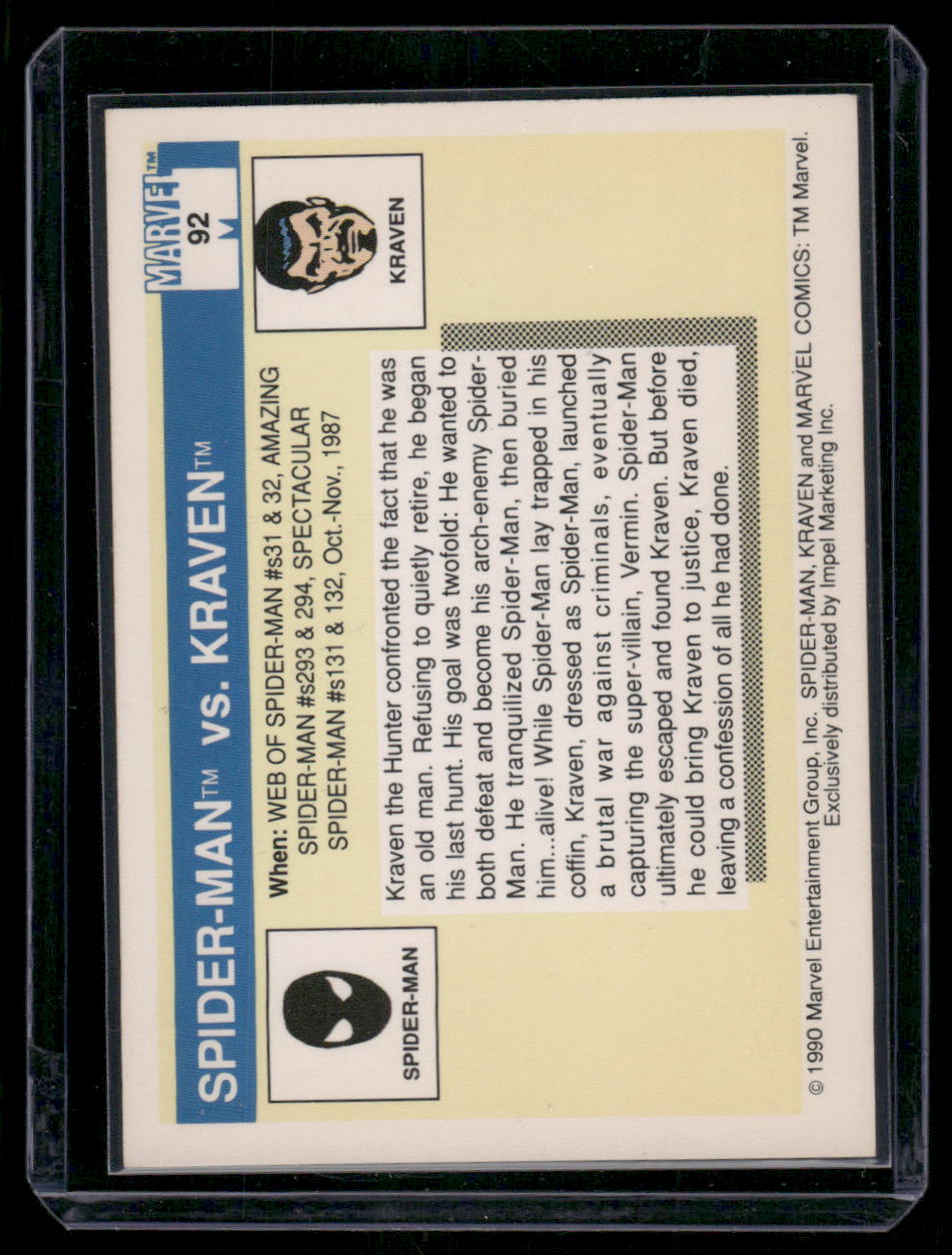 1990 Marvel Kraven Spider-Man #92