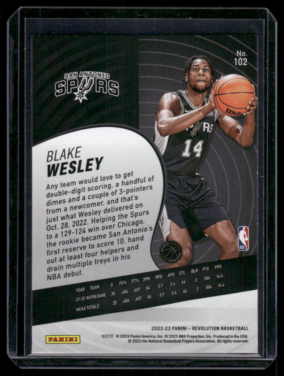 2022-23 Panini Revolution Basketball Blake Wesley #102 RC Basketball