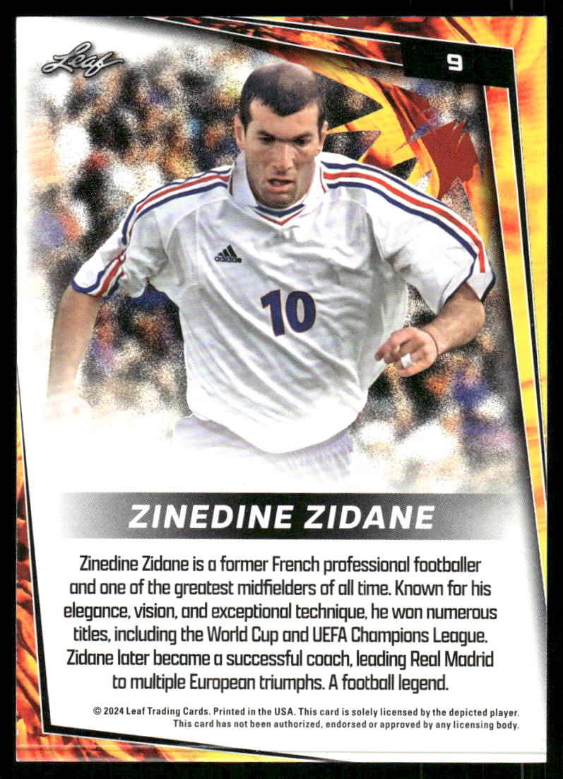 2024 Leaf Zinedine Zidane #9 Soccer