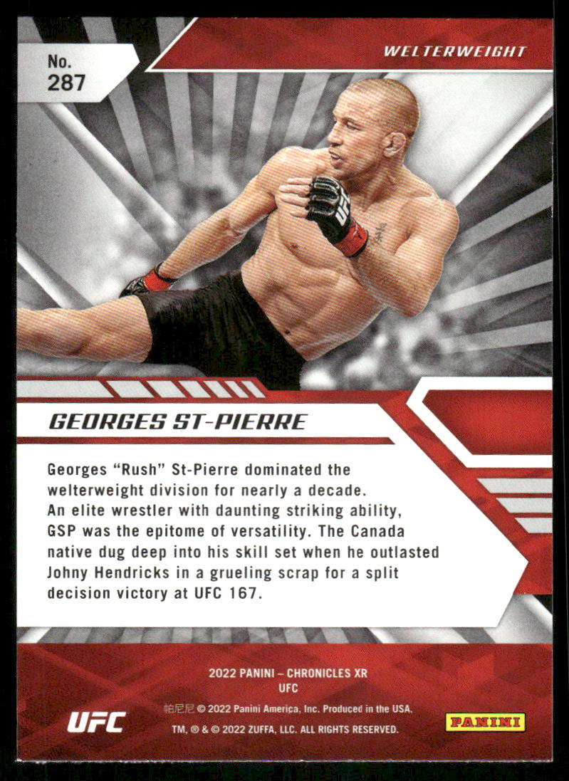 2022 Panini Chronicles XR UFC Georges St-Pierre #287 Mixed Martial Arts (MMA)