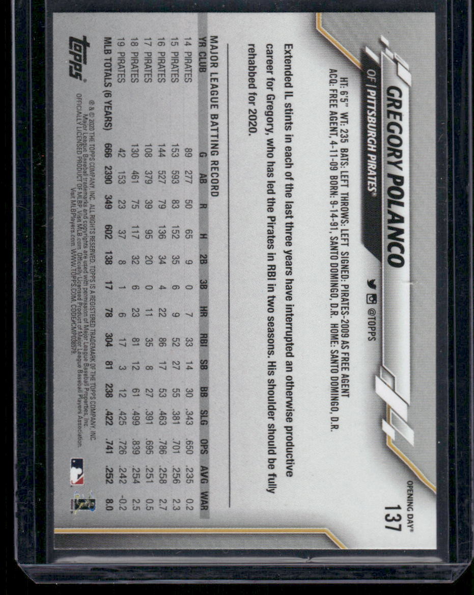 2020 Topps Opening Day Gregory Polanco #137 Baseball