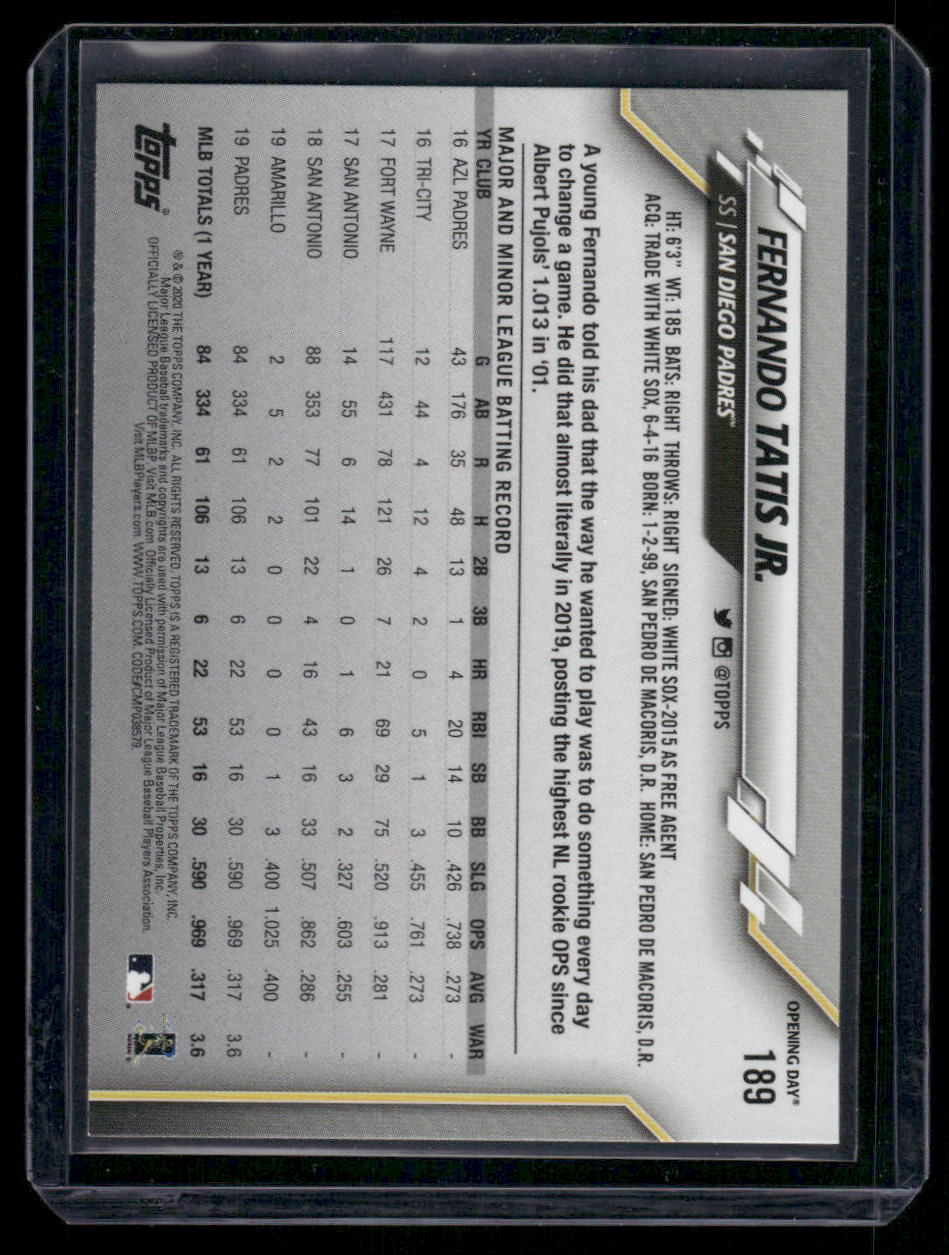 2020 Topps Opening Day Fernando Tatis Jr. #189 Baseball