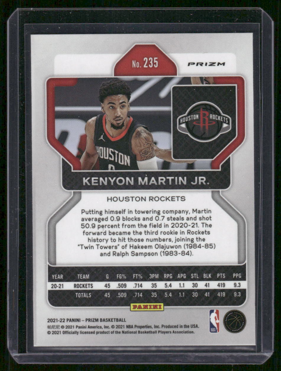 2021-22 Panini Prizm Kenyon Martin Jr. #235 Basketball