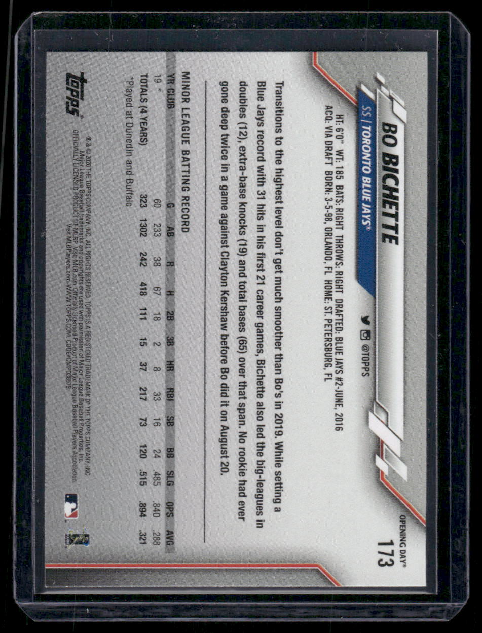 2020 Topps Opening Day Bo Bichette #113 RC Baseball