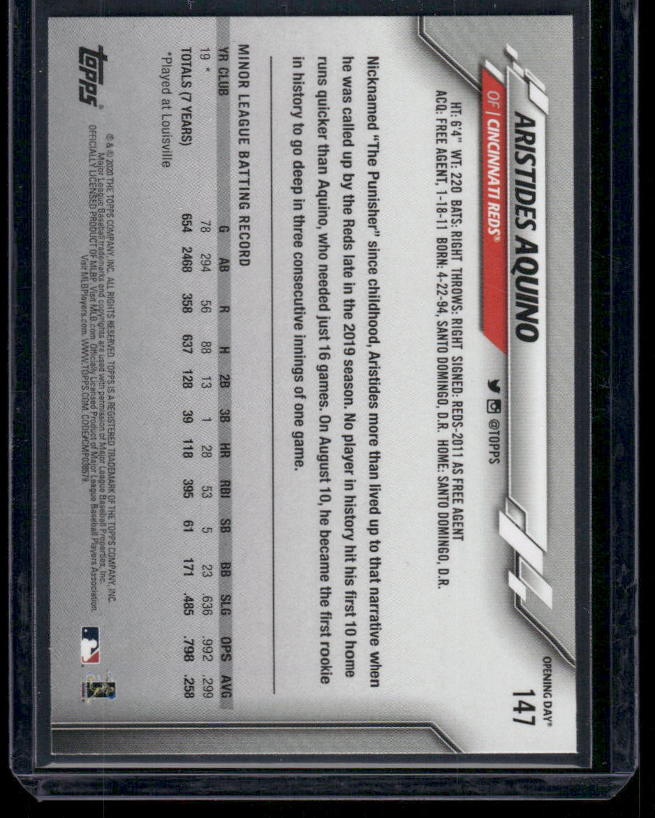 2020 Topps Opening Day Aristides Aquino #147 RC Baseball
