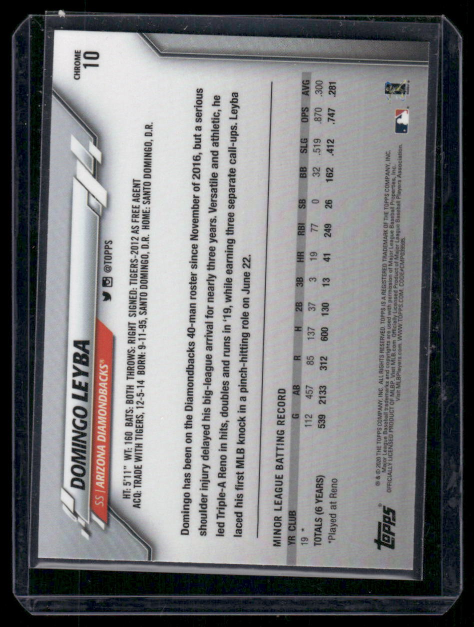 2020 Topps Chrome Domingo Leyba #10 RC Baseball