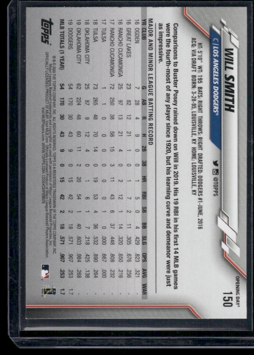 2020 Topps Opening Day Will Smith #150 Baseball