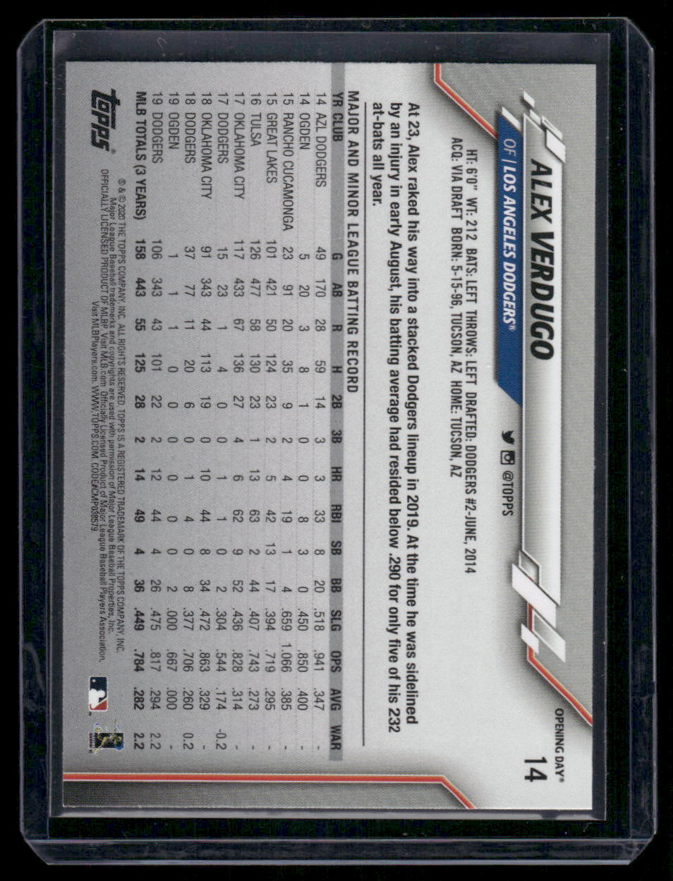 2020 Topps Opening Day Alex Verdugo #14 Baseball