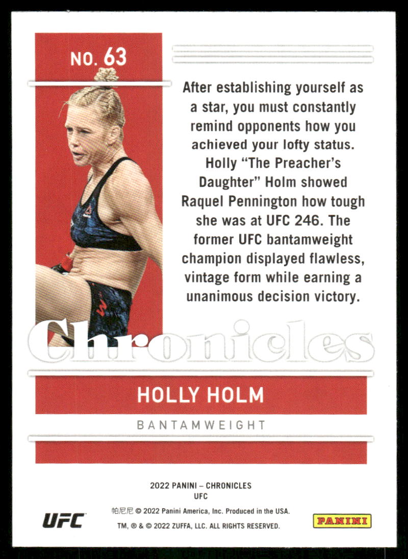 2022 Panini Chronicles UFC Holly Holm #63 Mixed Martial Arts (MMA)