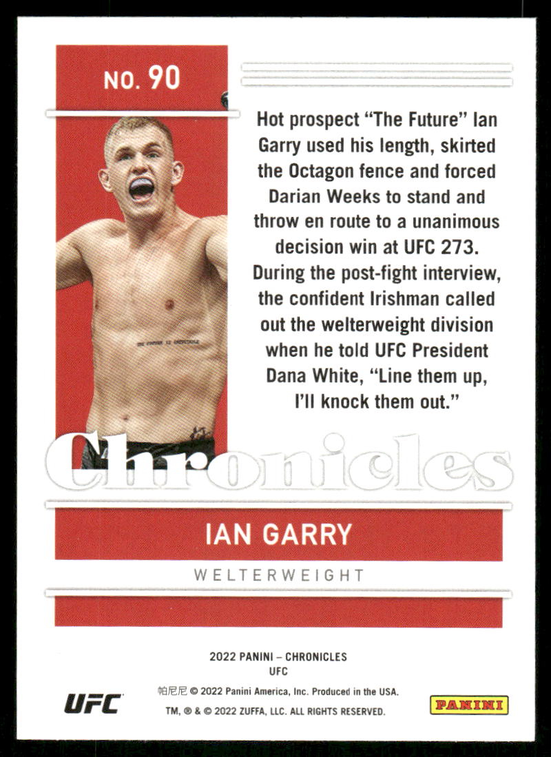 2022 Panini Chronicles UFC Ian Garry #90 RC Mixed Martial Arts (MMA)
