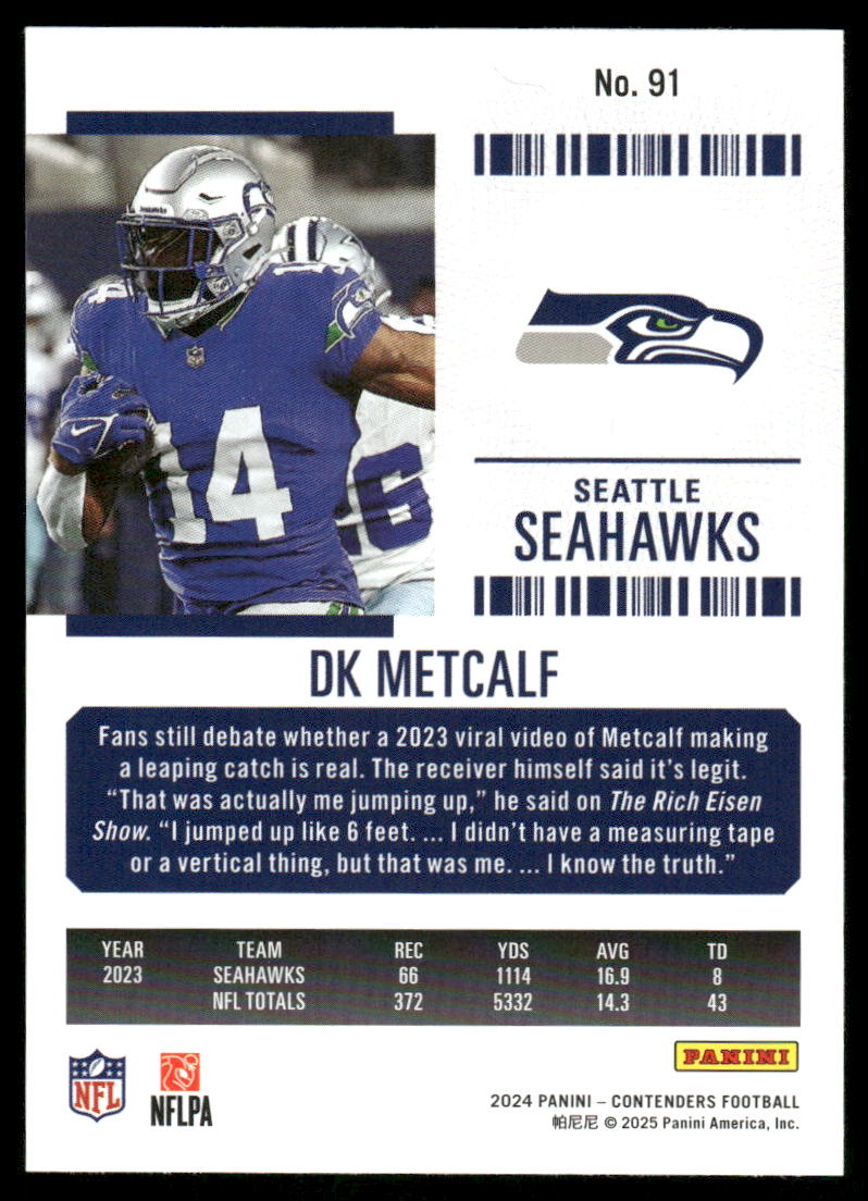 2025 Panini Contenders DK Metcalf #91 Football