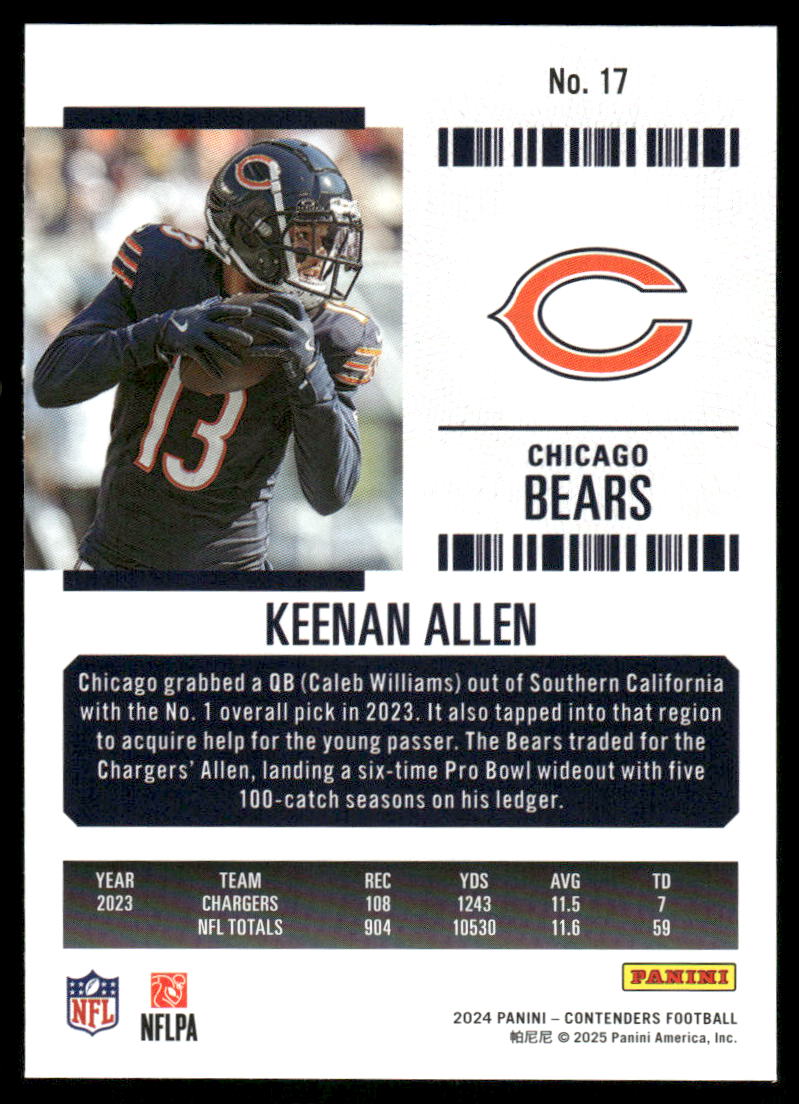 2025 Panini Contenders Football Keenan Allen #17 Football