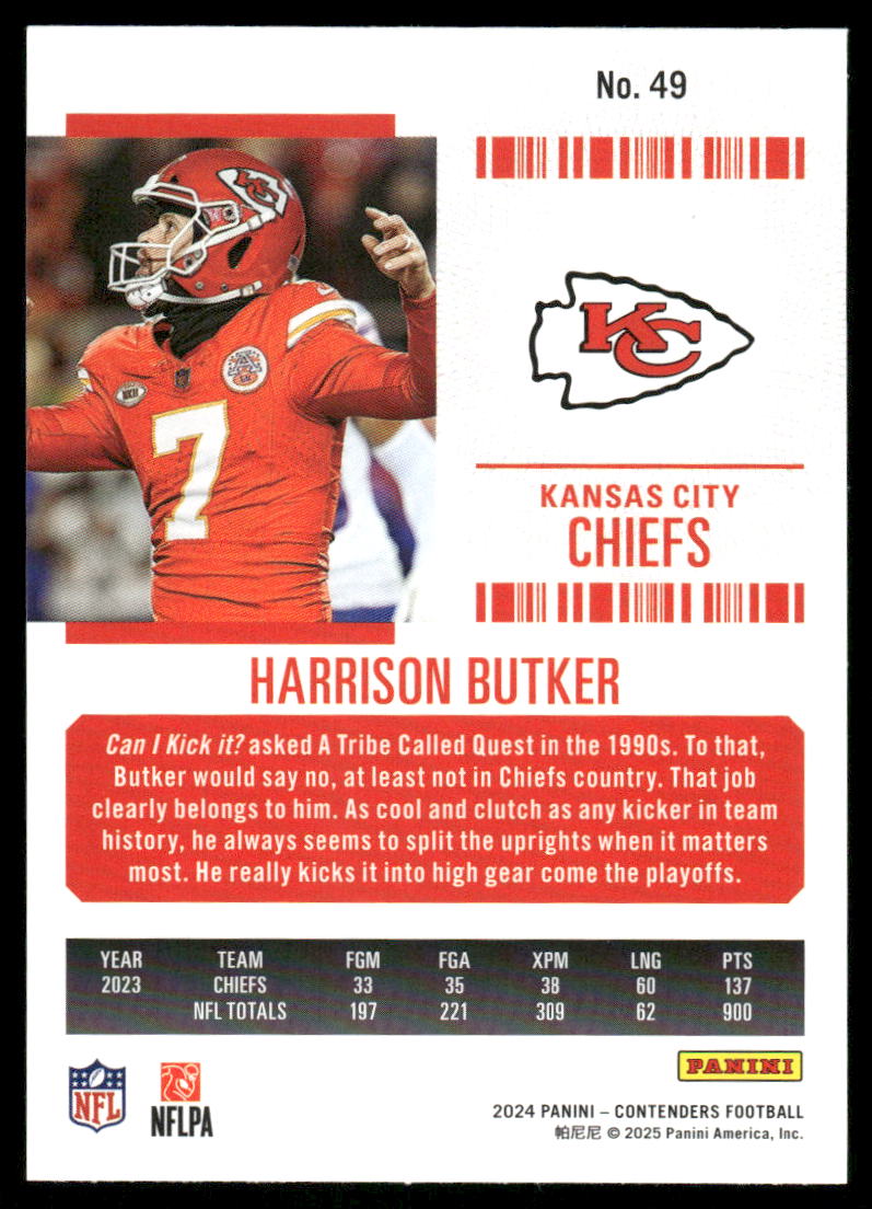 2025 Panini Contenders Football Harrison Butker #49 Football