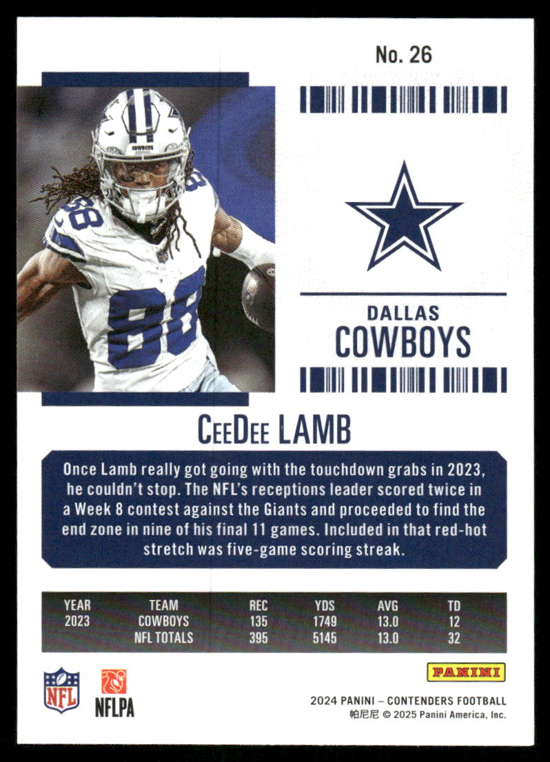 2025 Panini Contenders Football CeeDee Lamb #26 Football