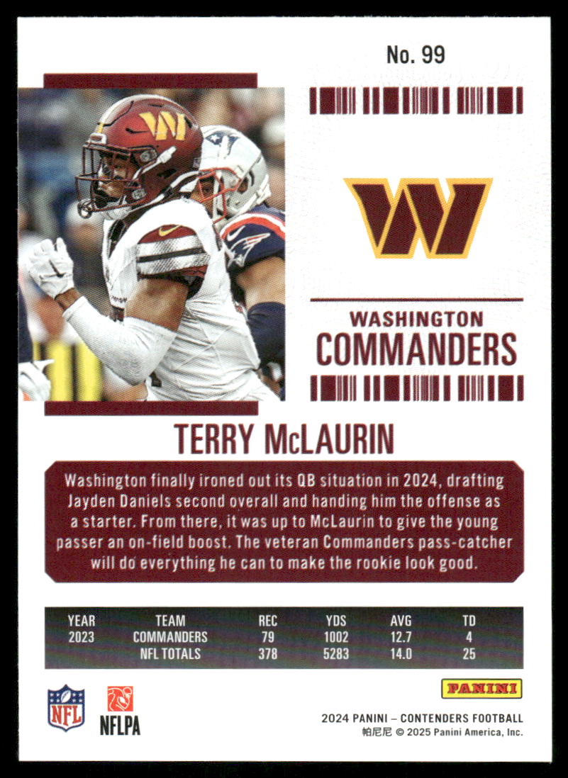 2025 Panini Contenders Football Terry McLaurin #99 Football