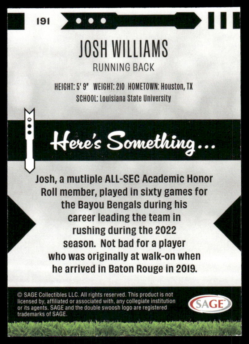 2022 Sage Josh Williams #191 Football