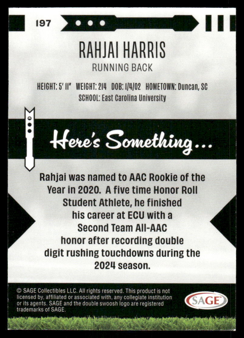 2024 Sage Rahjai Harris #197 Football
