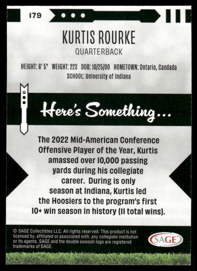 2022 SAGE Kurtis Rourke #179 Football