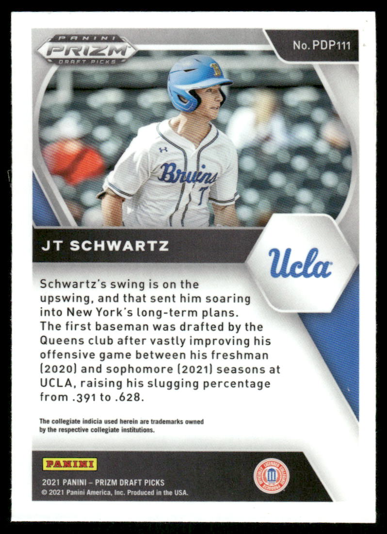 2021 Panini Prizm Draft Picks JT Schwartz #PDP111 Baseball