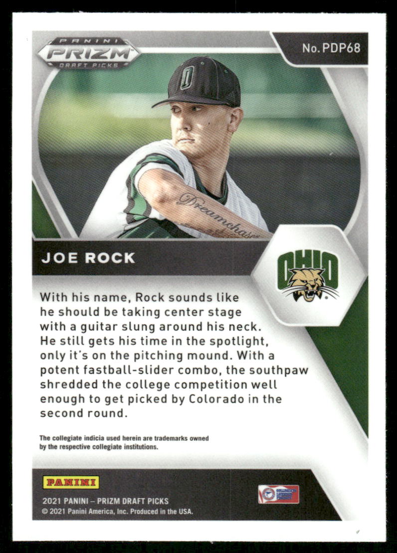 2021 Panini Prizm Draft Picks Joe Rock #PDP68 Baseball