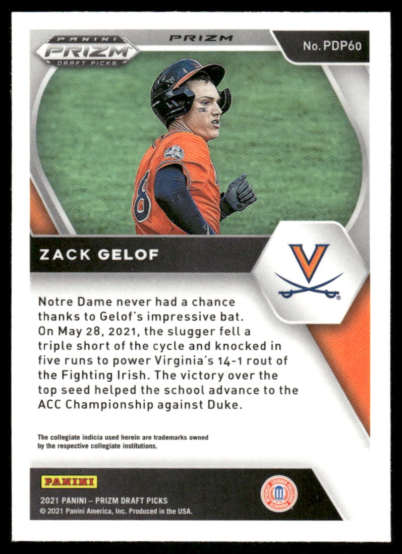 2021 Panini Prizm Draft Picks Zack Gelof #PDP60 Green Baseball