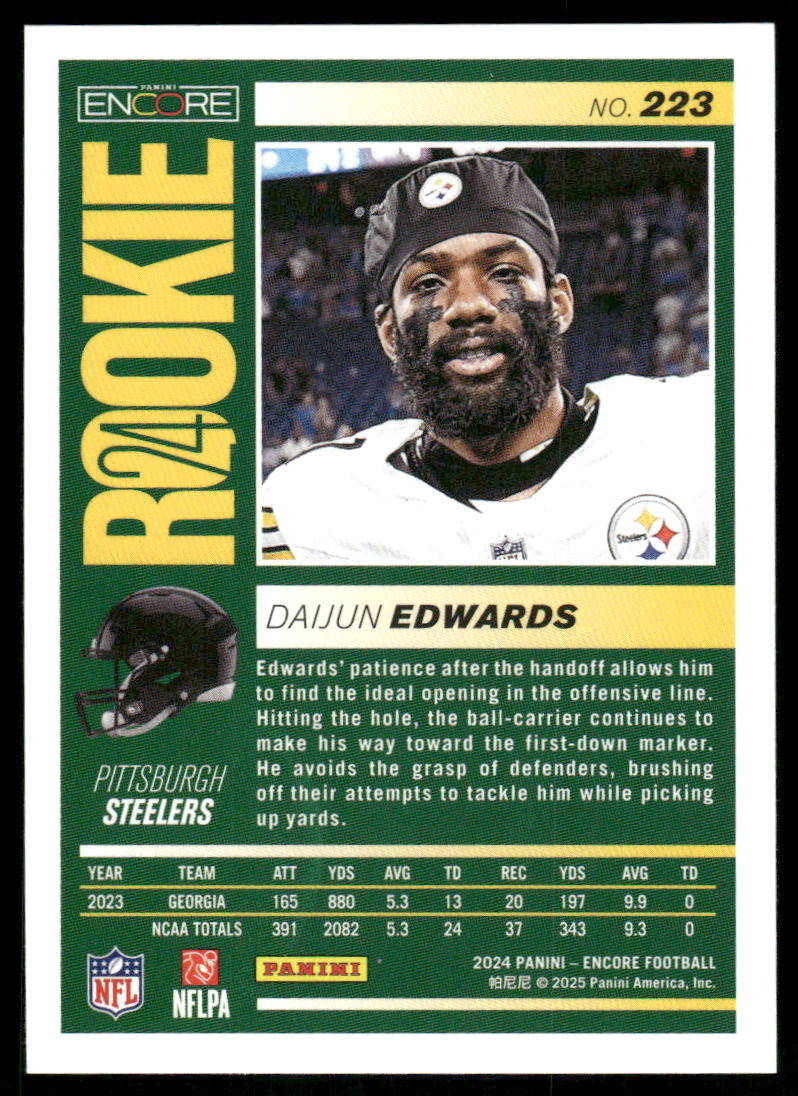 2025 Panini Pinnacle Encore Daijun Edwards #223 RC Football