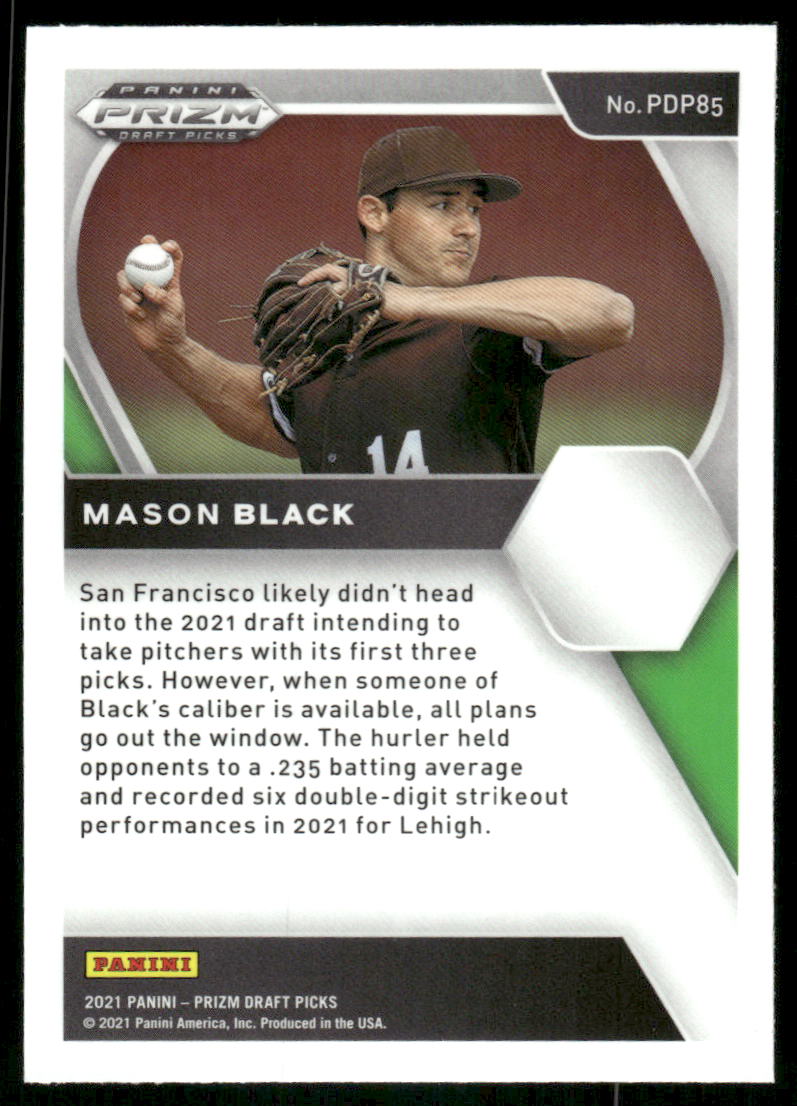 2021 Panini Prizm Draft Picks Mason Black #PDP85 Baseball