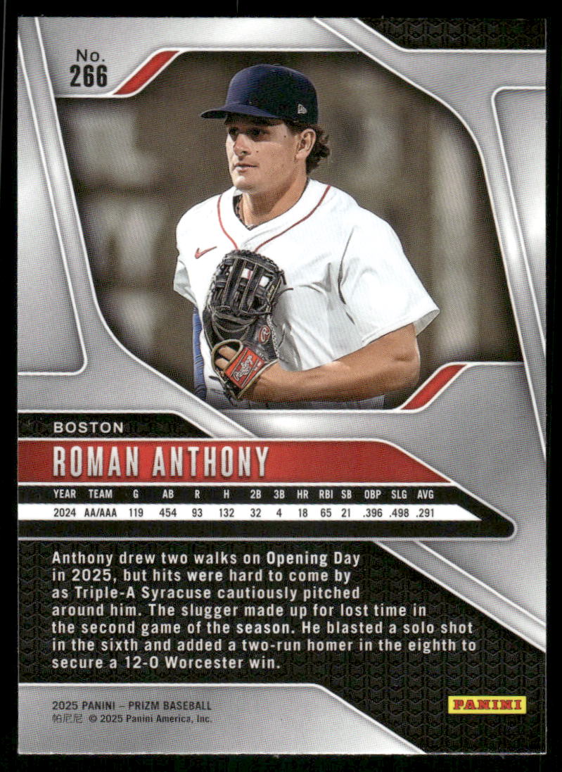 2025 Panini Prizm Baseball Roman Anthony #266 Baseball