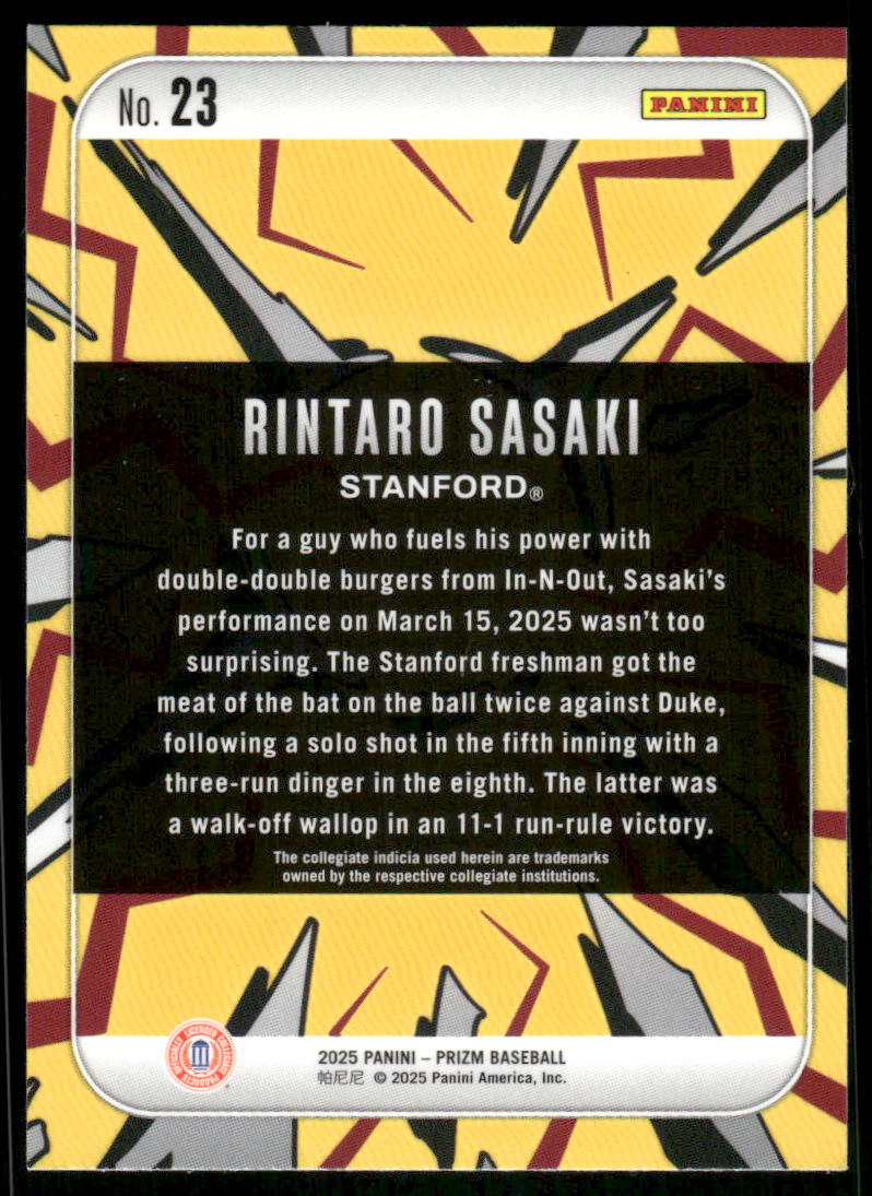 2025 Panini Prizm Rintaro Sasaki #23 Baseball