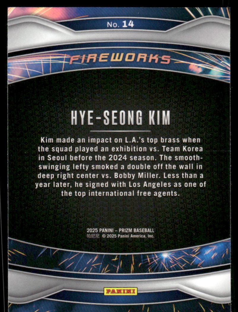 2025 Panini Prizm Fireworks Hye-Seong Kim #14 RC Baseball