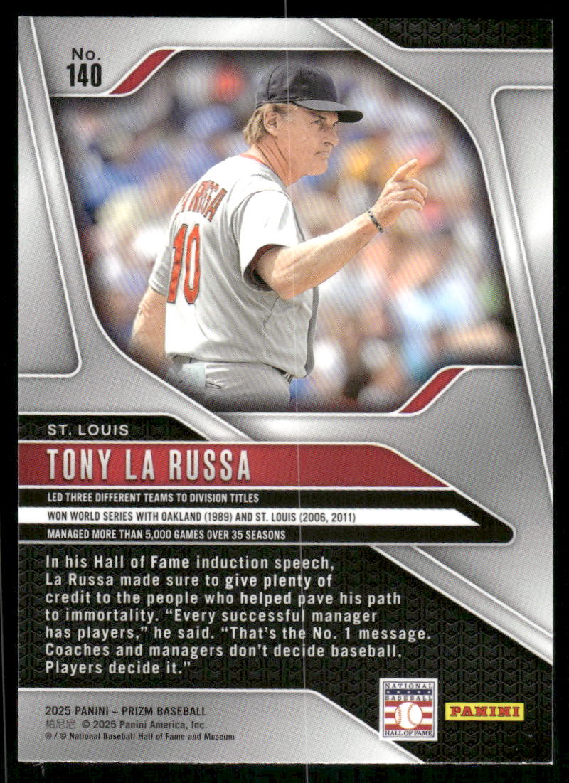 2025 Panini Prizm Baseball Tony La Russa #140 Baseball
