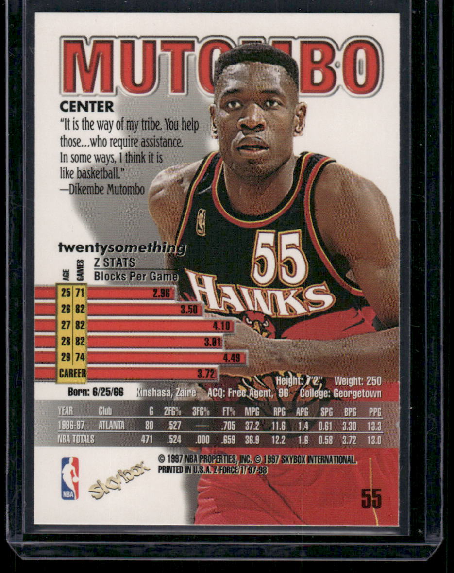 1997-98 SkyBox Z-Force Dikembe Mutombo #55 Basketball