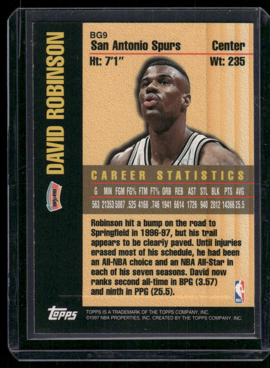 1997 Topps Bound for Glory David Robinson #BG9 Basketball