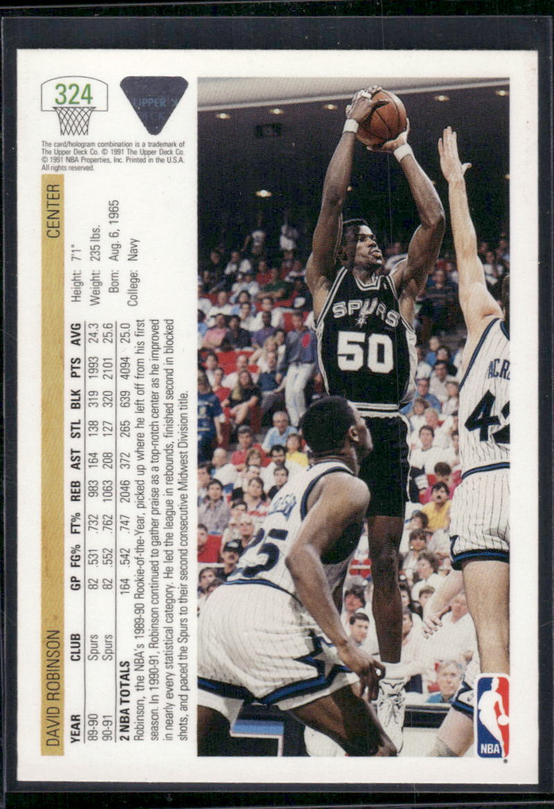 1991 Upper Deck David Robinson #324 Basketball