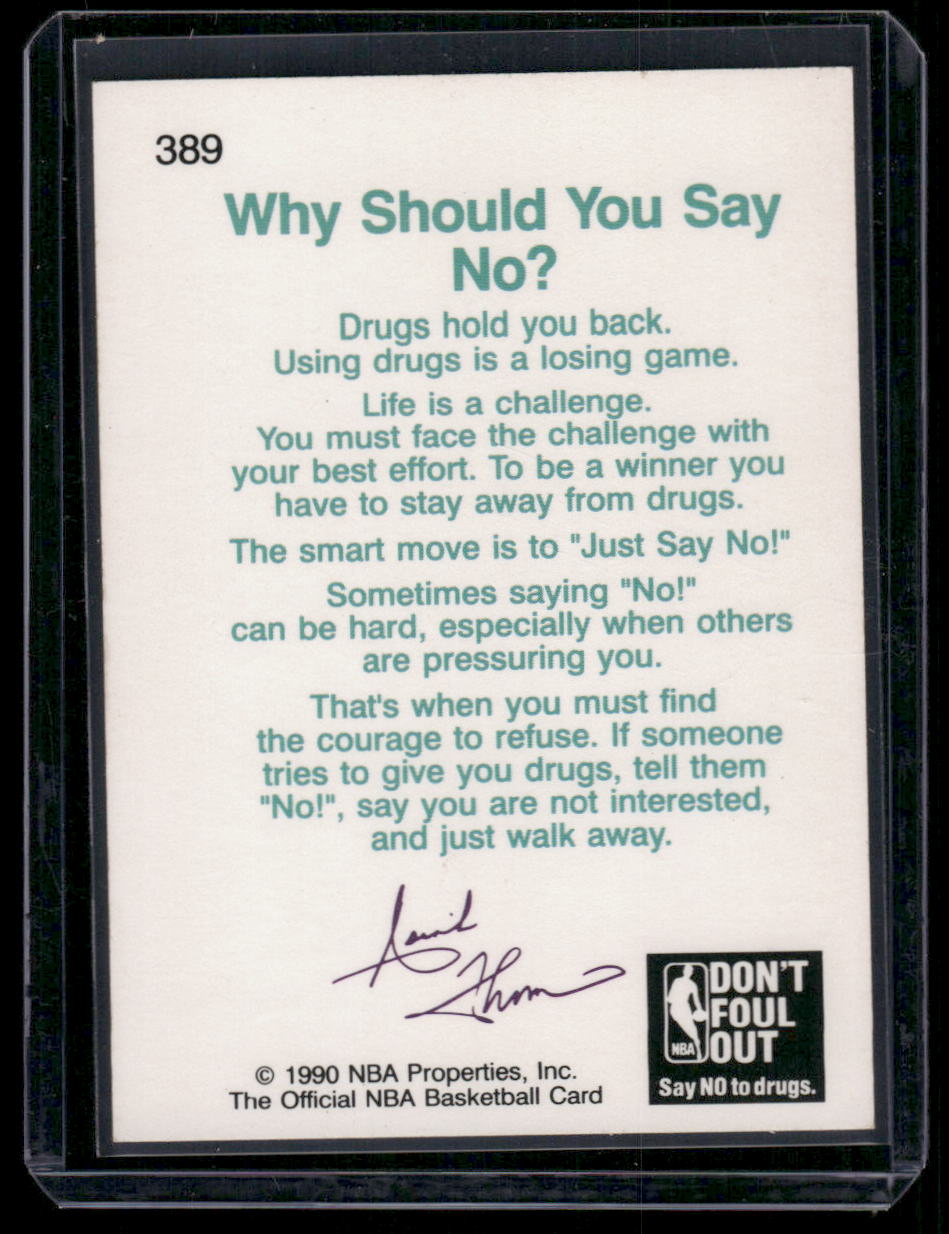 1990 NBA Hoops Isiah Thomas #389 Don't Foul Out - Say No to Drugs Basketball
