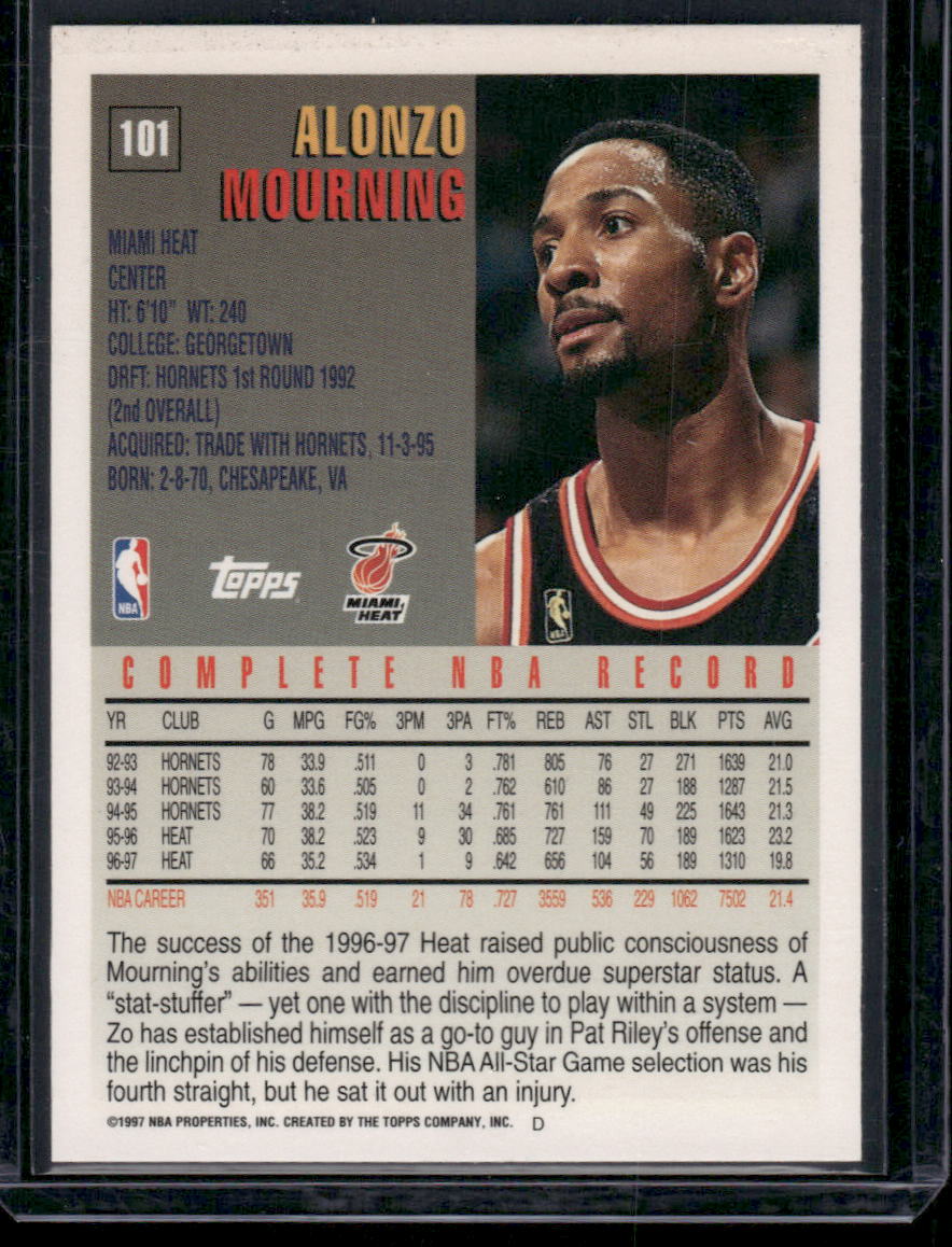 1997-98 Topps Alonzo Mourning #101 Basketball