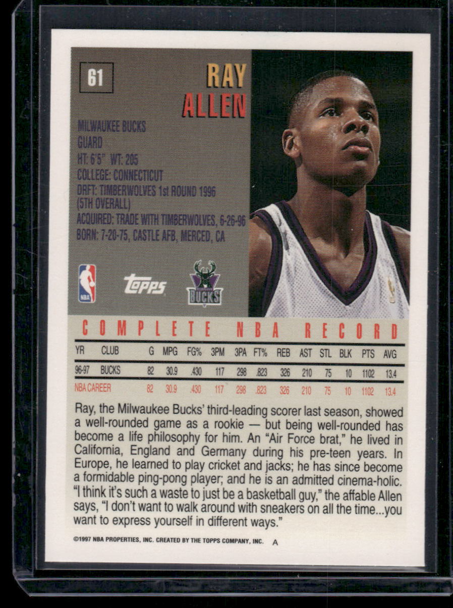 1997 Topps Ray Allen #61 Basketball