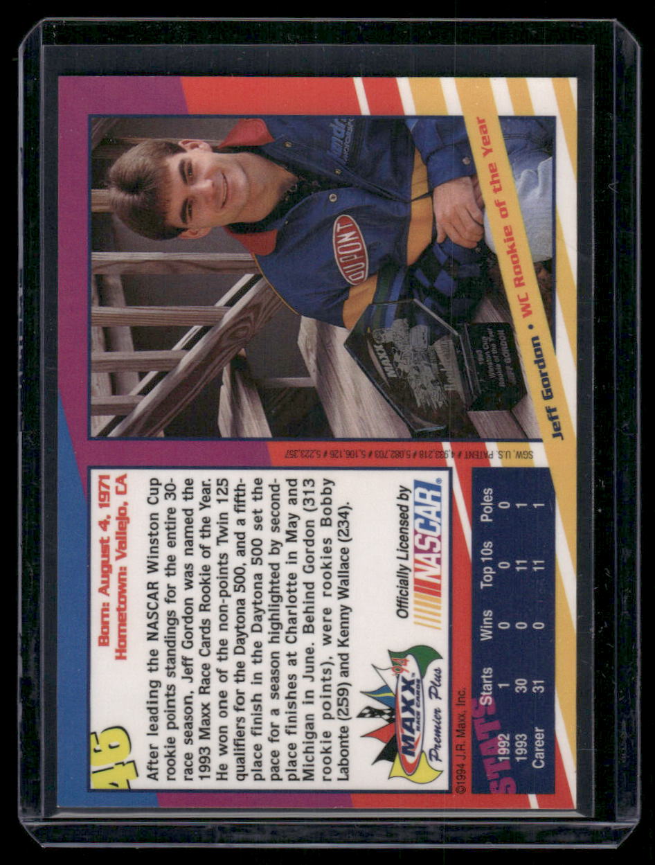1994 Maxx Premier Plus Jeff Gordon #46 Auto Racing