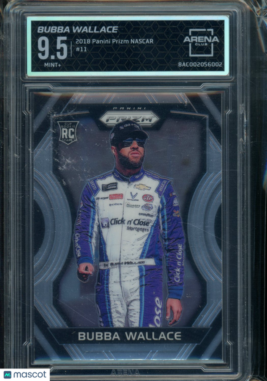2018 Panini Prizm NASCAR Bubba Wallace #11 RC Racing Arena Club 9.5